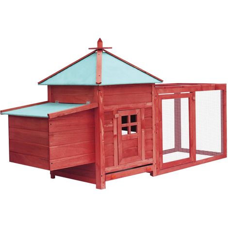 vidaXL Pollaio con Casetta Nidificazione Rosso 190x72x102 cm in Abete (1/5)