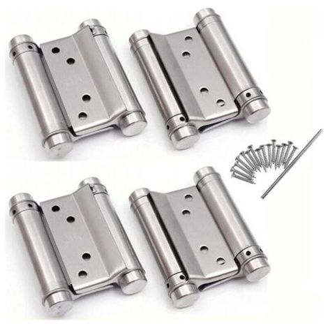 2 paires de charnières double action en acier inoxydable pour portes battantes de comptoir de bar/café, réglables, idéales pour la fermeture automatique (1/4)