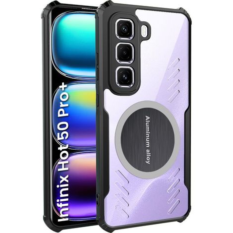 Funda para Infinix Hot 50 Pro+ 4G, con placa magnética, transparente/negra (1/5)