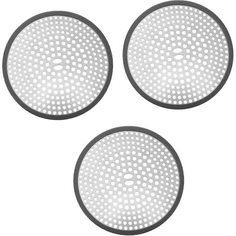 Lot de 3 grilles de siphon de sol pour salle de bain, en acier inoxydable, avec filtre à cheveux et couvercle anti-obstruction, couleur argent - 1 x 3 pièces, dimensions : 11 x 11 x 1,2 cm (1/4)