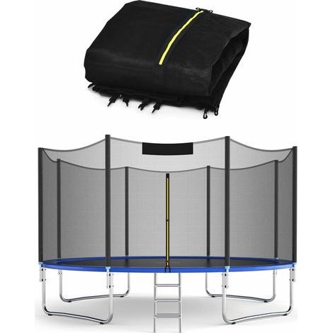 Schutznetz für Trampolin 244 cm – UV-beständig – Doppelreißverschluss 118 cm – Höhe 180 cm – Schwarz (1/5)
