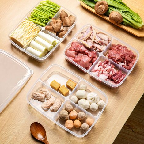 [Kühlbox] – [4 Fächer] [Robustes PP – Luftdicht – Abwaschbar] – Lebensmittel-Organizer für den Kühlschrank – [Stapelbar – Mikrowellengeeignet] – Hält Lebensmittel frisch (1/5)
