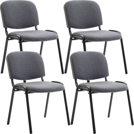 Lot de 4 chaises visiteur Ken en tissu Gris (1/3)