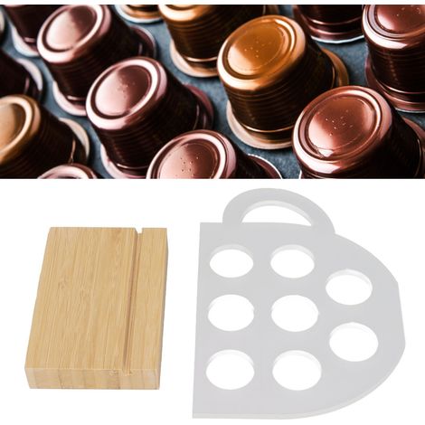Soporte acrílico para cápsulas de café con 8 compartimentos y base de bambú, soporte acrílico para cápsulas de café. (1/5)