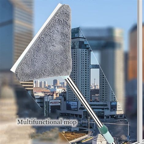Mop Triangulaire Extensible - Raclette Mur et Plafond - Pour Sols Carrelage Bois Laminate - Chiffons Microfibre Double Face - 100 cm - 2 Pièces (1/5)