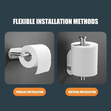 Porte-Papier Toilette - Acier Inoxydable - Fixation Adhésive Sans Perçage - Salle De Bain - 1 Pièce (1/4)