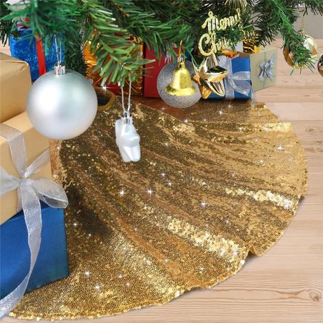 Tapis de sapin de Noël doré de 122 cm (48 pouces), décoration de Noël, tapis de sapin de Noël à paillettes, fête du Nouvel An, décorations de sapin de Noël d'intérieur (1/5)