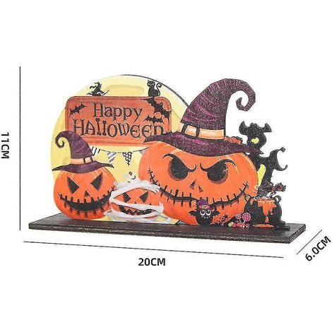 Décorations en bois de citrouilles d'Halloween, décorations de fêtes pour la maison, aménagement de scène de bar ou de fête