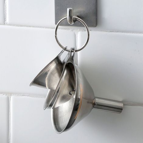 Entonnoir Inox Mini Entonnoir Cuisine avec Longues Poignées 3 Pièces pour de Cuisine Transfert de Confiture sel Poivre Epice Huile Poudre (1/4)