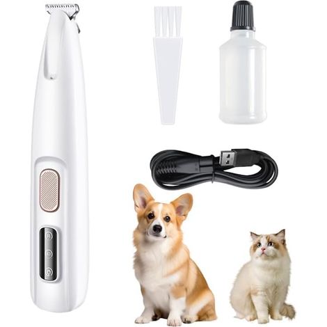 Tondeuses Pour Chiens Étanche Poil Long Epais, Tondeuse pour Chien Rasoir pour Chiens Chat Faible Bruit, Tondeuse pour Chien d'animaux avec lumière LED (1/5)