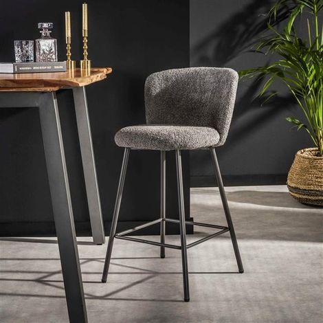 Industrial Barstool Sweep Boucle Grey (1/3)