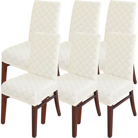 Stuhlhussen 6er Set, Stretchbezug für Schwingstühle, abnehmbar, waschbar, beige (1/5)