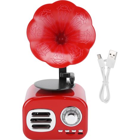 Enceinte Bluetooth Vintage Portable - Haut-parleur Rétro avec Boîtier en Bois Rouge - Accessoire Audio (1/5)