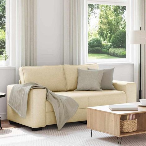 2-Sitzer Sofa Stoff 140 cm Creme mit dicken Polstern und Armlehnen (1/5)