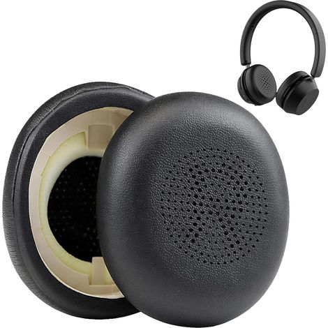 1 Paire Coussinets d'oreille pour Jabra Elite 45h Evolve2 65 (65MS 65UC USB) Evolve2 40 (40UC 40MS USB), Mousse Casque, Mousse Coussin Coussinets, Cuir protéiné Plus Doux (Noir)