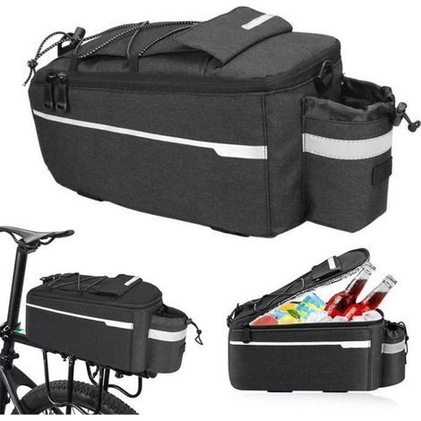 (Schwarz) Fahrradtasche 38x16x15,5cm - 10L - wasserdicht mit Schultergurt (1/4)