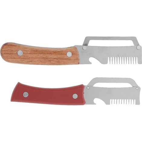 Lot de 2 éplucheurs de légumes multifonctionnels : éplucheur 3 en 1 avec coupe-julienne et ouvre-bouteille - Lame en acier inoxydable - Trancheur d'oignons verts - pour carottes (1/4)