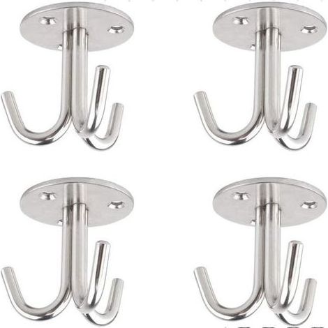 Kaelt - Patère de Fixation au Plafond Crochet, 4 Pièces Crochet en Acier Inoxydable Crochet de Plafond pour Suspension avec Vis Crochet Fixation Plafond Balançoire de Yoga Luminaire Suspendu (1/4)
