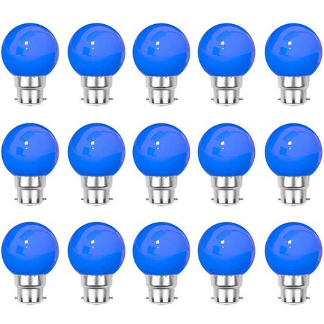 Lot de 15 ampoules Led Bleues B22 Incassables - Guirlandes guinguette - Culot baïonnette