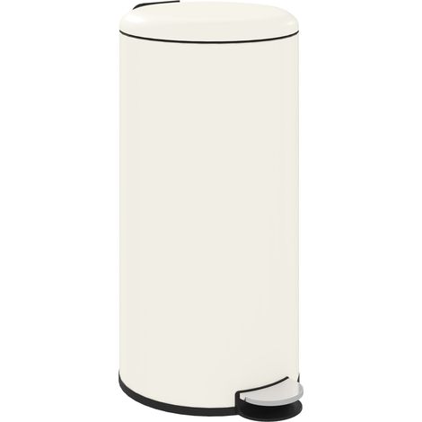 Bidone spazzatura 30 L con pedale e coperchio, contenitore interno, 36 x 30 x 63,5 cm, avorio (1/5)