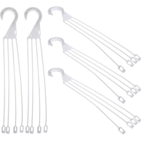Lot de 5 chaînes de panier à suspendre en plastique avec crochets pour fleurs de jardin, pots de fleurs, pots de fleurs pour mangeoires à oiseaux, jardinières et lanternes (blanc)