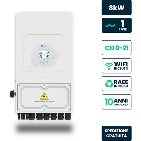 V-TAC Wechselrichter Deye Einphasig Hybrid 8kW (kein CEI 0-21) WiFi TA 10 Jahre Garantie IP65 (1/5)