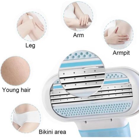Rasoir Pour Femmes - Lames Ultra-Tranchantes - Poignée Ergonomique Antidérapante - Pour Rasage Intime Et Maillot - 4 Têtes De Rechange (1/4)