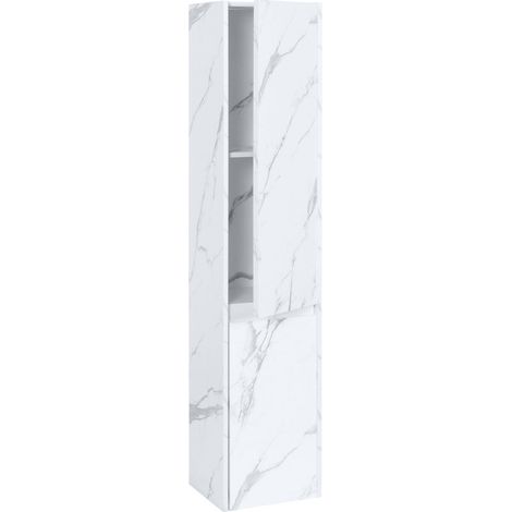 [NEUWERTIG] Hängeschrank HHG-630, Badschrank Highboard Hochschrank, MVG Melamin 2 Türen 3 Fächer 160x33cm Marmor-Optik weiß