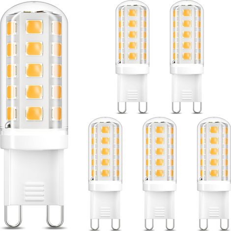 Ampoule LED G9 3W, Équiv. 40W, 480lm, Blanc chaud 2700K, Lot de 6 Non-dimmable, Économie d'énergie, Led G9 pour la chambre à coucher, le salon et la cuisine (1/5)