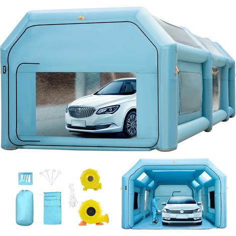 VEVOR Cabina de Pintura Inflable 8x4x3 m Carpa Hinchable Tela Oxford 210D PVC Soplador de Inflado 950 W Ventilador 330 W Cabina de Garaje Inflable Portátil Azul Carpa para Automóvil Camping Feria (1/5)