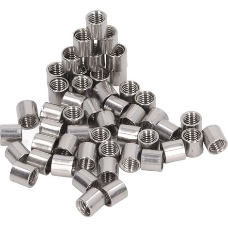 50 Écrous de Raccord Ronds M8 en Acier Inoxydable 304, Tiges de Connexion Femelles, Lot de 50 Pièces (1/5)