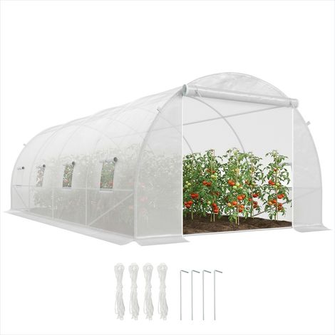 Serre de jardin tunnel 18 m² avec ancrage sol et 8 fenêtres PE (1/5)