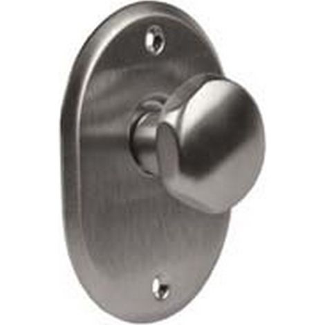 1PZ MOSTRINA OVALE CON POMOLO IN OTTONE CROMO SATINATO - mm.70x90h. sp. mm.4 - pomolo mm.35