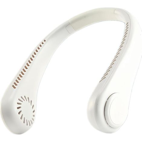Tragbarer, weißer 360°-Drehventilator mit Soft-Touch-Nackenband, Schnellladefunktion, leistungsstarker und leiser Kühlung für den täglichen Gebrauch (1/5)