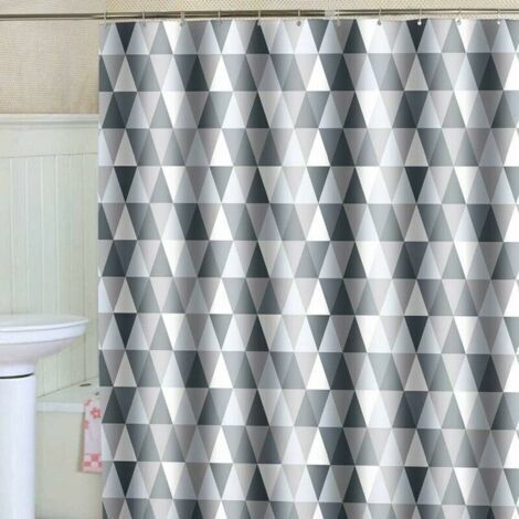 Rideau de douche 200 x 220 cm (200 cm de largeur, 220 cm de hauteur), tissu polyester imperméable anti-bactérien, anti-moisissure, lavable, avec 12 anneaux de rideau de douche (1/4)