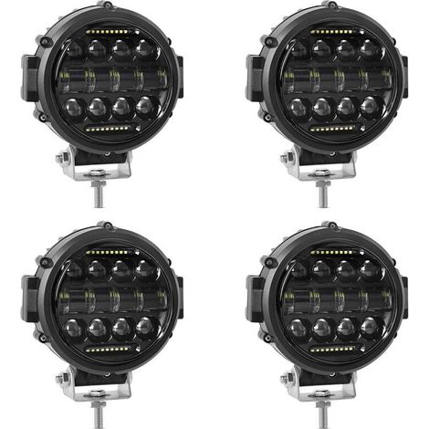 Adecuado para 4 luces de trabajo LED redondas, haz combinado de foco de 60 W, luces LED de circulación diurna y luces altas para camiones y SUV.