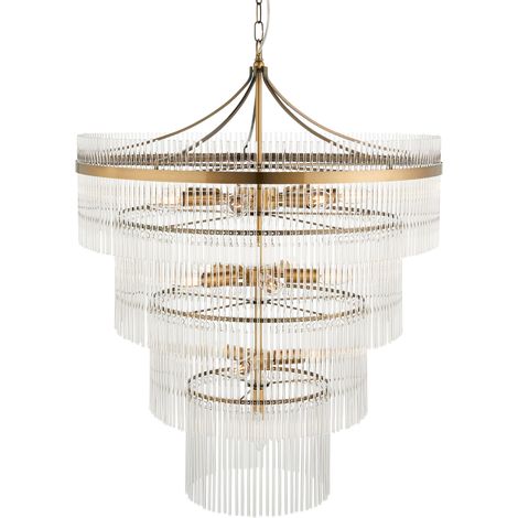 Lampadario Art Déco ottone antico 16xE14 Marietta (1/5)