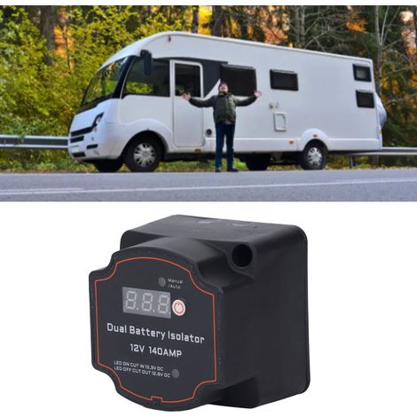 Isolateur double batterie intelligent DC12V 140A, commande automatique ou manuelle, relais étanche sensible à la tension, avec voltmètre numérique, convient aux automobiles, camping-cars, VTT, UTV, ba (1/5)