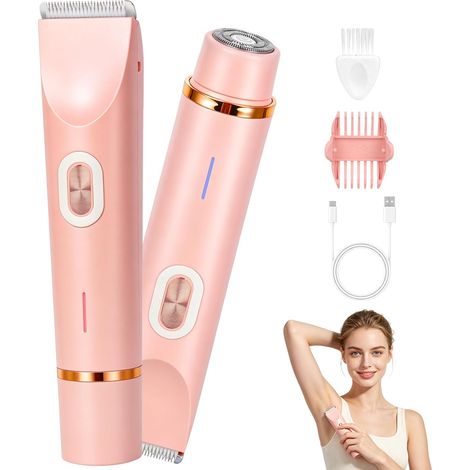Rasoir Electrique Femme, 2 En 1 Rasoir Électrique À Double Tête Pour Femme, Rasoir Femme Sans Fil, Épilateur Électrique Femme Pour Visage, Bras, Jambes, Aisselles, Bikini (1/5)