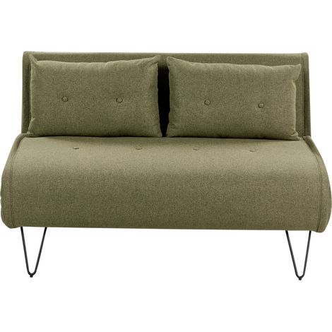 Sofá cama glamuroso 2 plazas con cojines de tela verde oliva Vestfold (1/5)