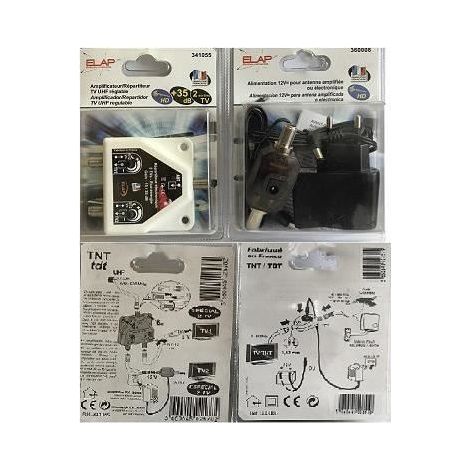 PACK Amplificateur 40 dB 2 sorties Elap 341055 + Alimentation 12V 360008 HDME