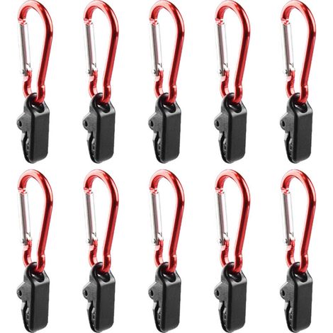 Irovami Pinces pour bâche Attaches pour tente 10 pièces avec mousquetons – Serrage ferme pour camping, auvent, voile d’ombrage, jardin