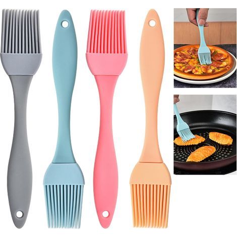 Set di 4 pennelli da cucina in silicone: pennelli per pasticceria, pennello per barbecue, pennello per griglia, pennello per olio per cucinare, burro, marinate e barbecue. (1/5)