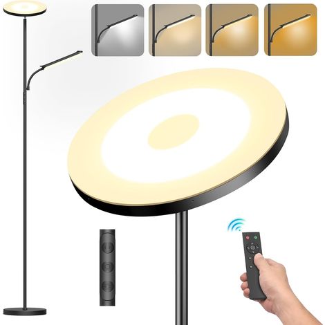 42W LED Lampadaire Dimmable, 4000LM Super Lumineux Lampadaire sur Pied Salon avec Liseuse Lampe, 2700K-6500K Intensité Variable en Continu, Télécommande et Contrôle Tactile pour Chambre et Bureau (1/5)