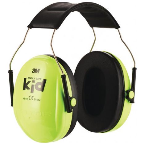 Casque anti bruit enfants H510AK EN 352 SNR 27 dB bandeau vert fluo pour enfant 3M