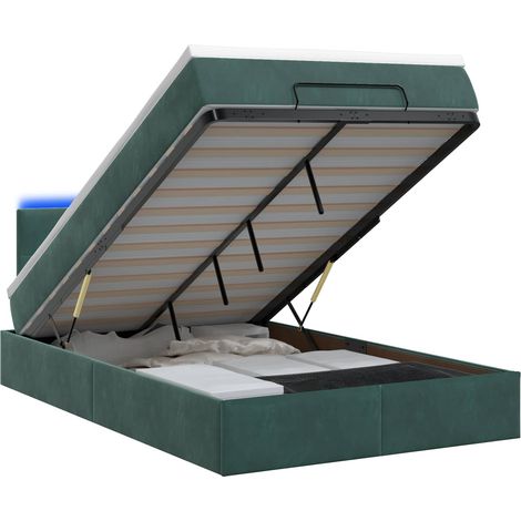Maison Exclusive - Lit coffre avec matelas et LED Vert foncé 120 x 190 cm Velours (1/5)