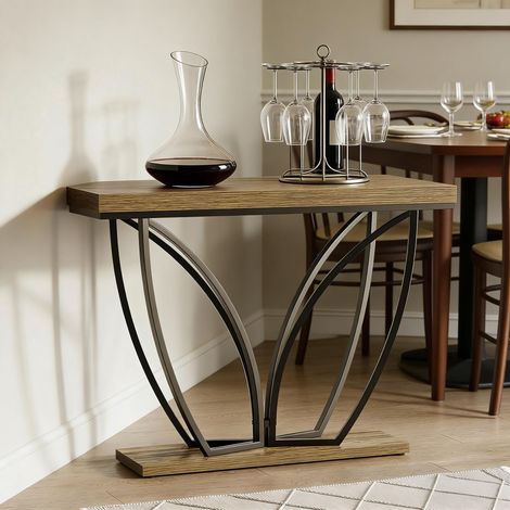 Table basse rustique étroite pour salon, console d’entrée, meuble TV en bois massif, rangement pratique pour petit espace. (1/5)