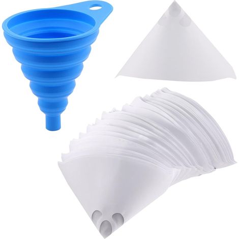 Kit combinato con filtro per vernice da 101 pezzi e 1 imbuto in silicone con gancio, filtro da 100 micron con maglia di nylon fine per auto, casa e artigianato (1/5)