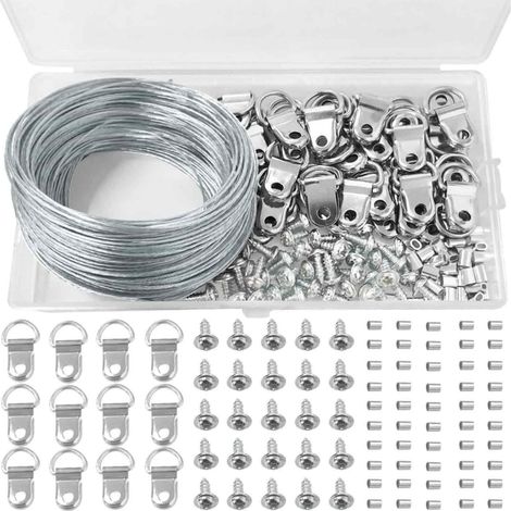 Fil De Suspension Pour Cadres - Acier Inoxydable 1 mm - 30 M - Avec Anneaux En D Et Manchons À Sertir - Kit Complet Pour Accrochage Mur (1/5)