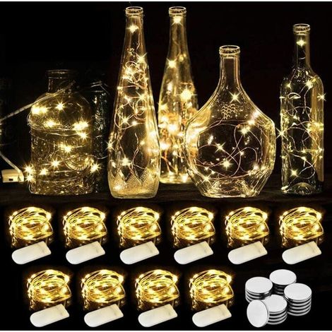 guirlandes lumineuses en fil avec LED à piles pour vase fin table intérieur ou extérieur fête Noël chaud 2 m lot de 10 20 Cuivre Blanc (1/4)